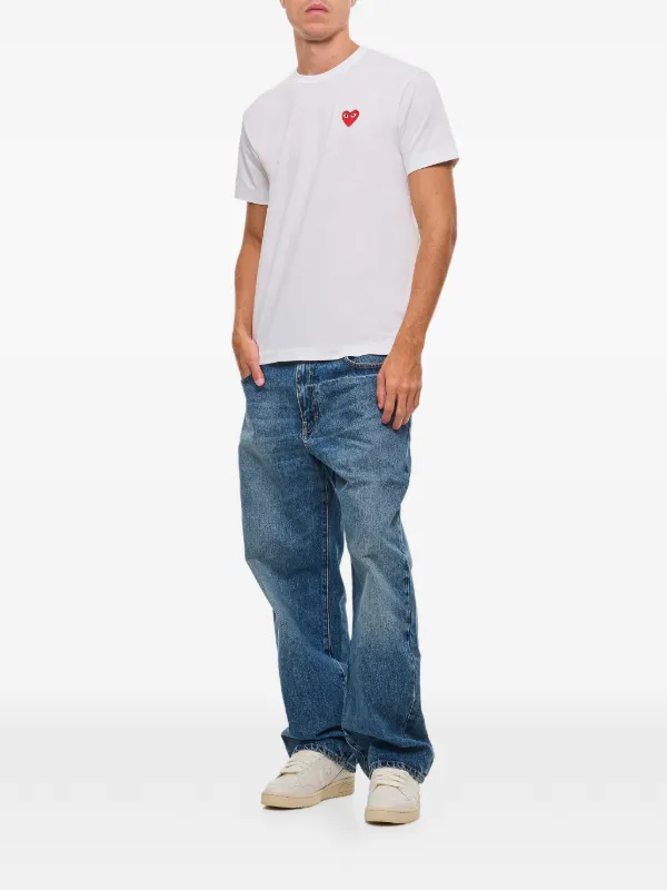 o*t様 COMME des GARCONS SHIRT denim pants Comme Des Garçons Play Camiseta Com Patch De Coração | Branco