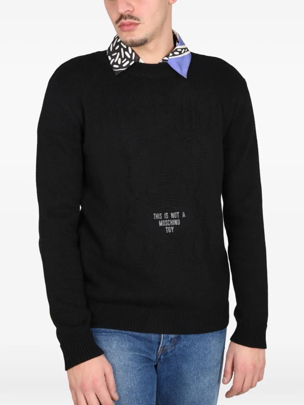 Moschino slogan-intarsia sweater - Schwarz