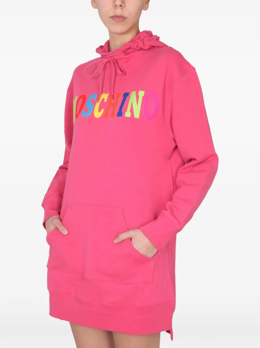 Moschino Jurk met capuchon en logo Roze