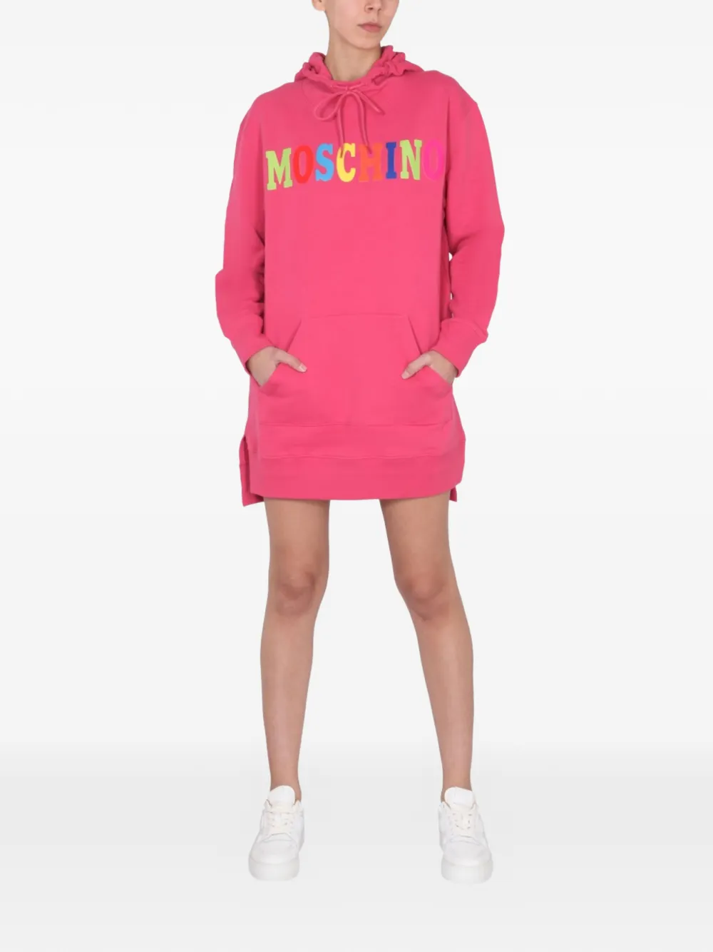 Moschino Jurk met capuchon en logo Roze