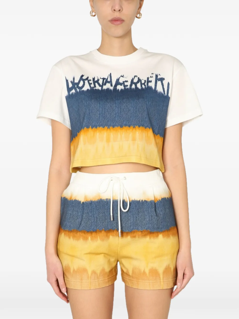 Alberta Ferretti T-shirt crop con stampa - Giallo