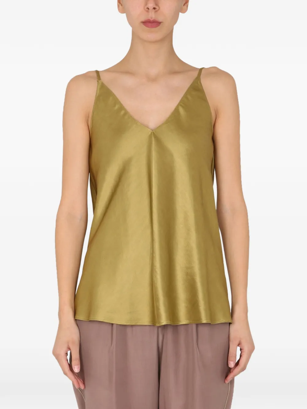 Alysi V-neck linen top - Grün