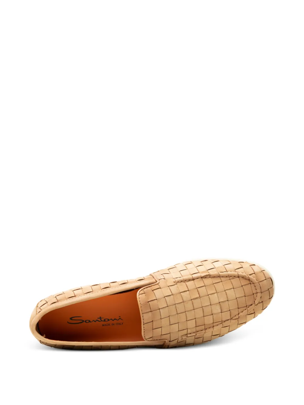 Santoni woven suede loafers Beige