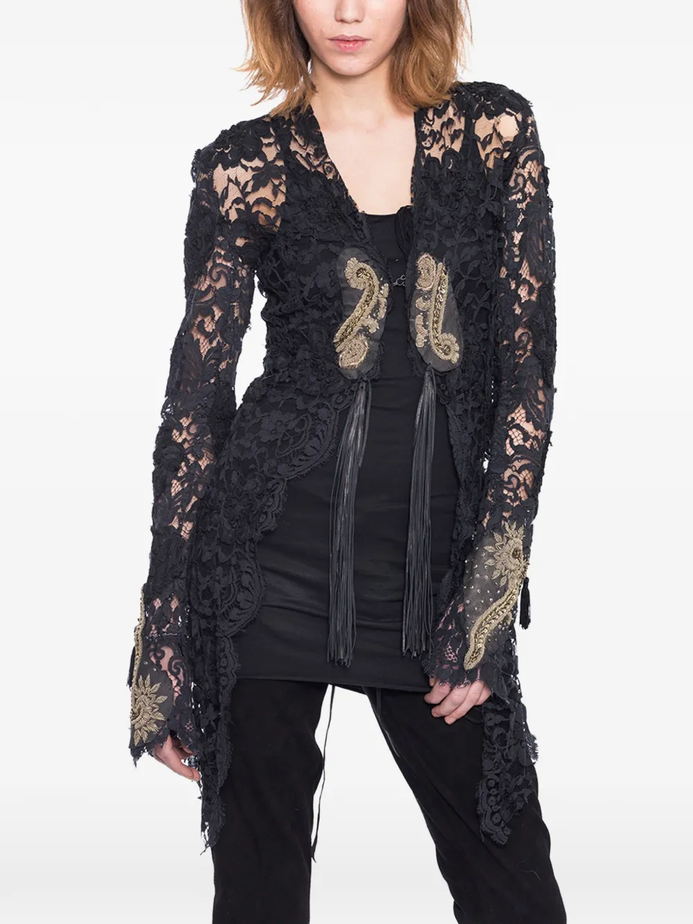 Le Cuir Perdu embroidered lace blouse - Nero