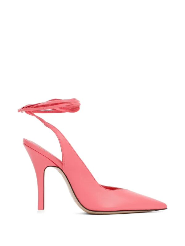 The Attico Ankle Tie Leather Pumps in Pink
