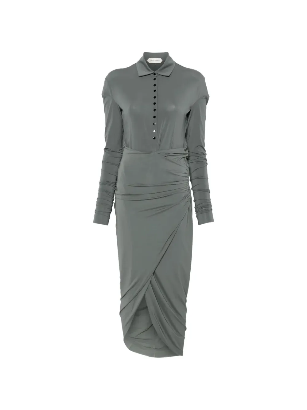 Alberta Ferretti button gathered dress - Grigio