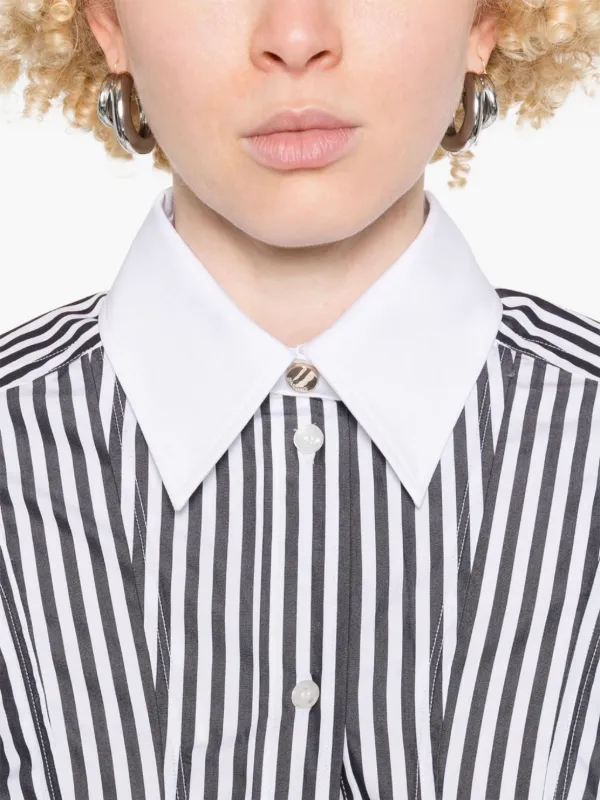 Sportmax ストライプ クロップド シャツ | ブラック | FARFETCH JP