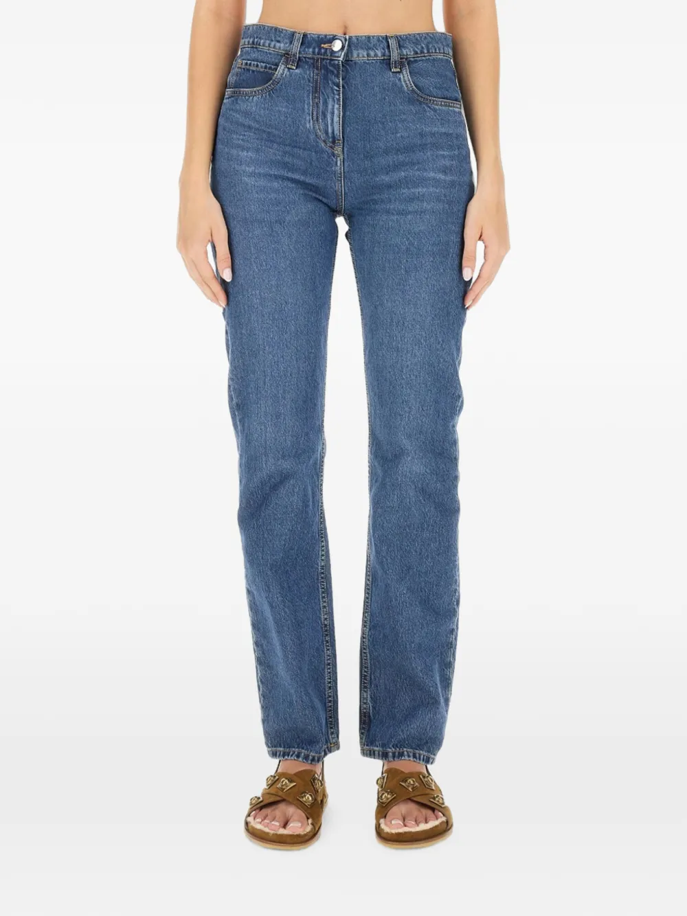 ETRO flower-embroidered jeans