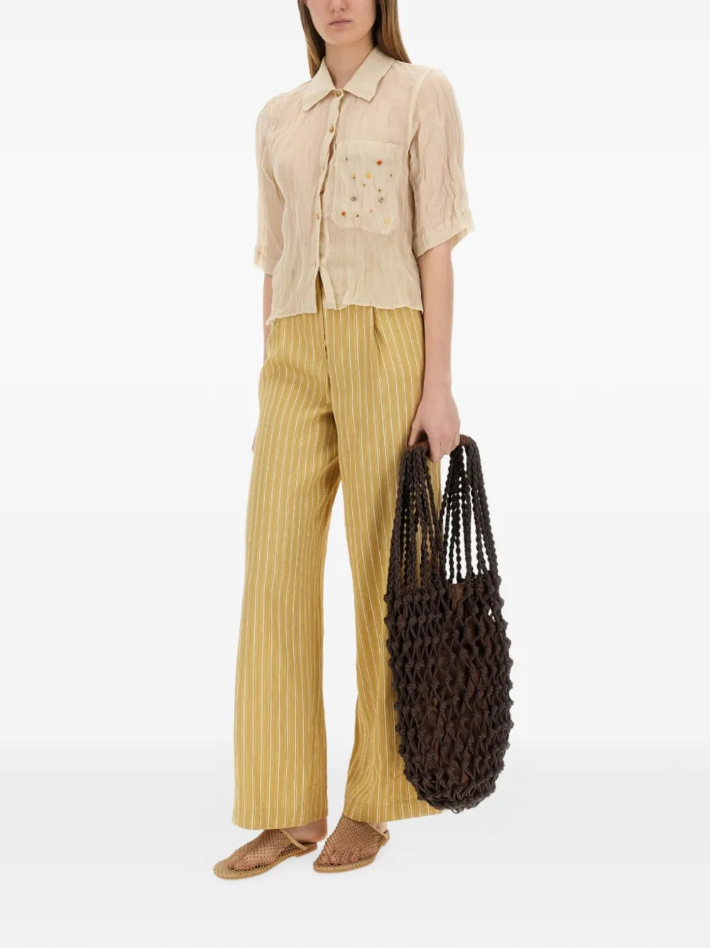 Alysi Gestreepte pantalon Geel