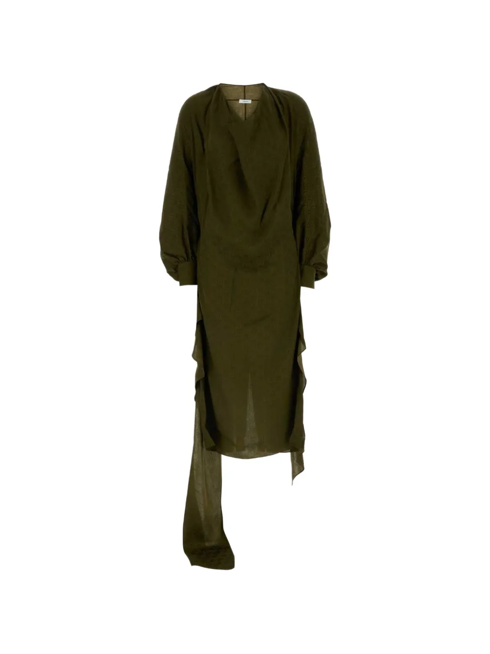 Ferragamo ruffled silk asymmetric dress - Verde