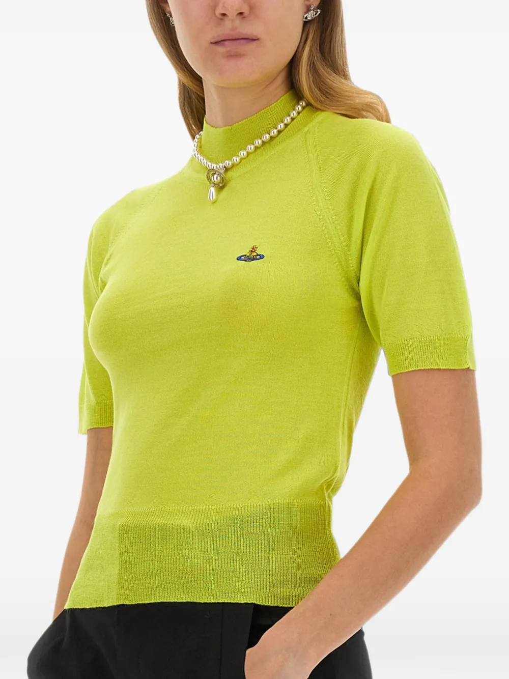 Vivienne Westwood Bea Embroidered-logo Sweater in Green, view 4