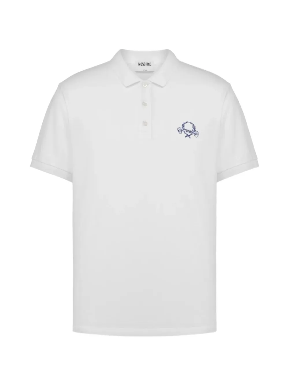Moschino logo-embroidered polo shirt - Weiß