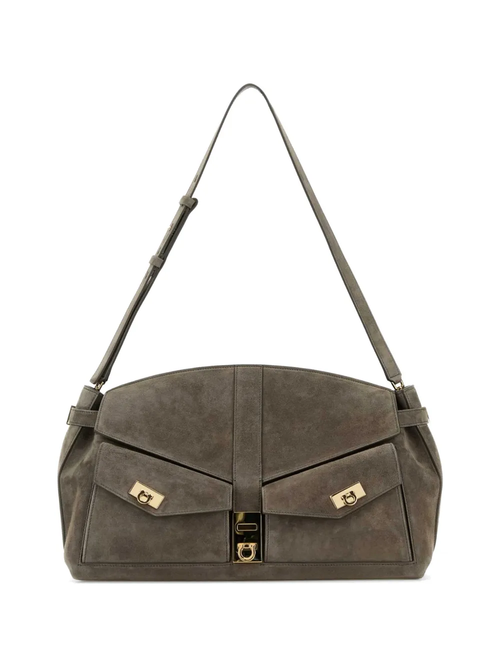 Ferragamo clasp fastening shoulder bag - Grigio