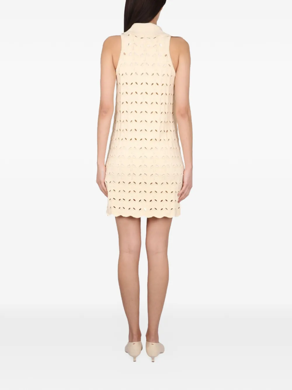 Max Mara Rivle mini-jurk met pointelle en knopen Beige