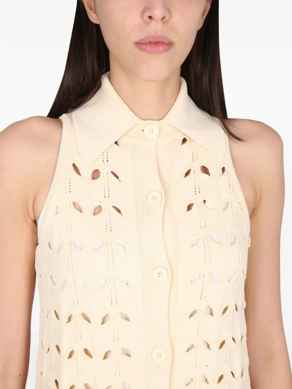 Max Mara Rivle mini-jurk met pointelle en knopen Beige