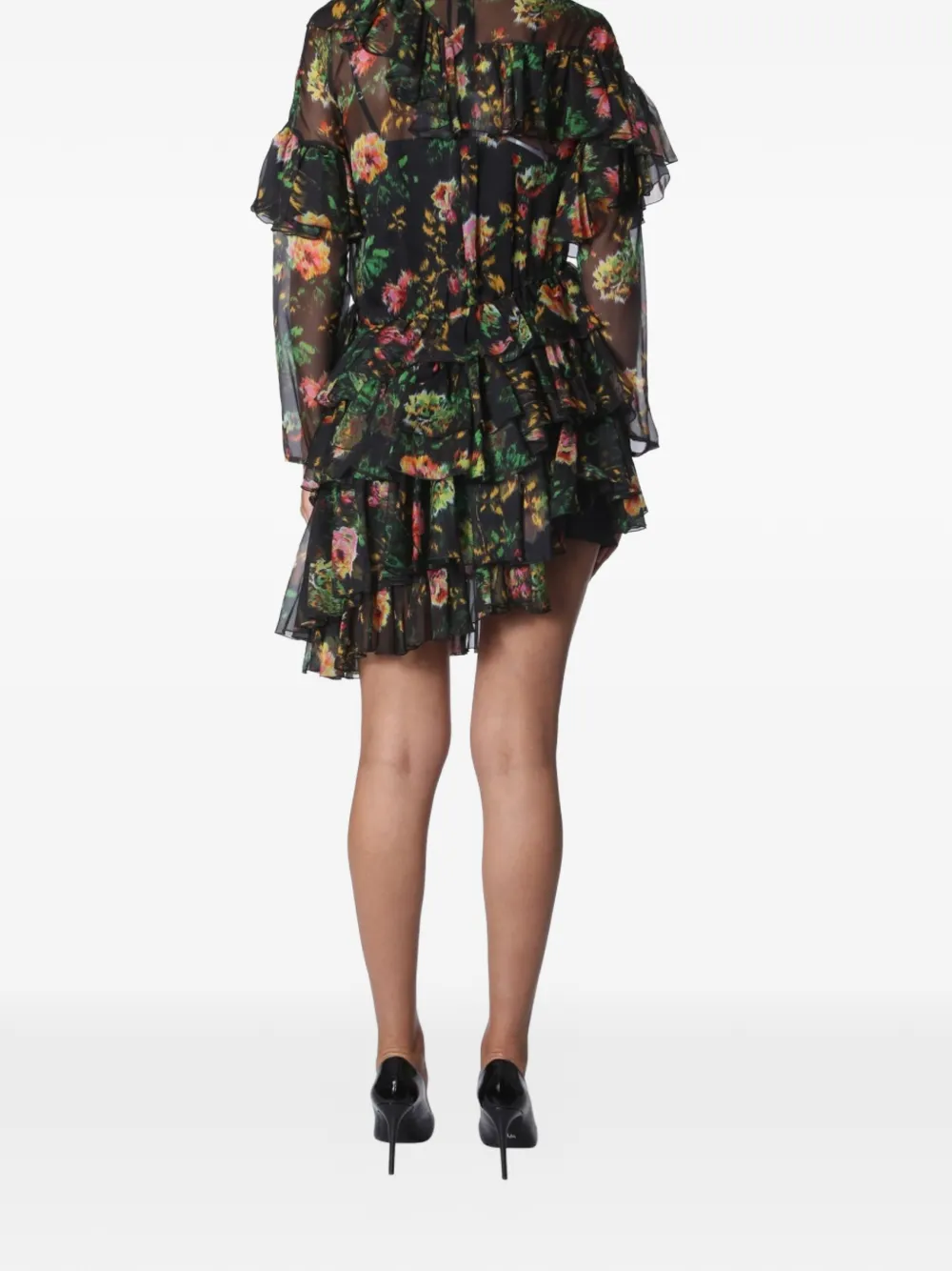 MSGM Asymmetrische jurk met ruches Zwart