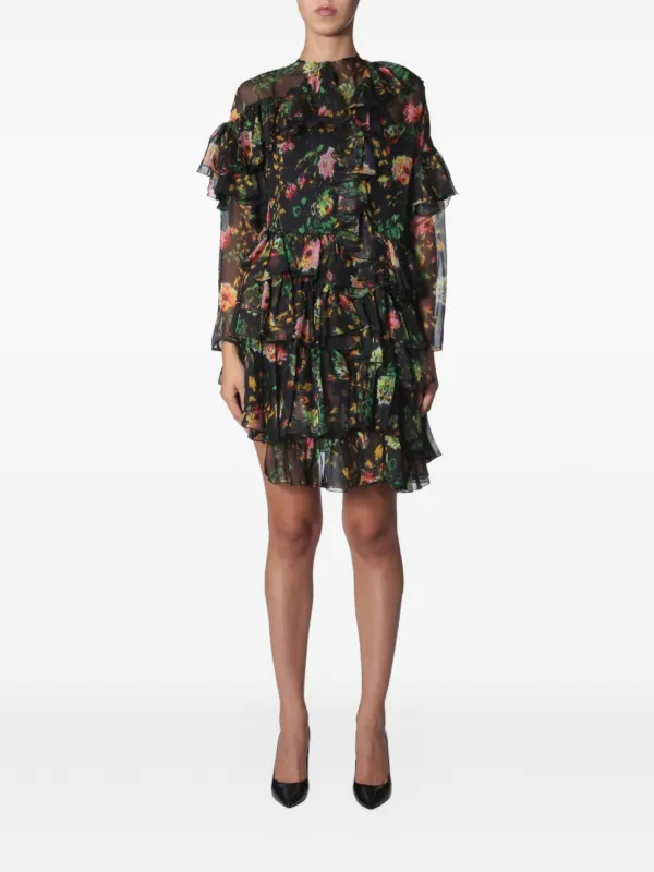 msgm black ruffle dress Msgm Ruffled Asymmetric Dress