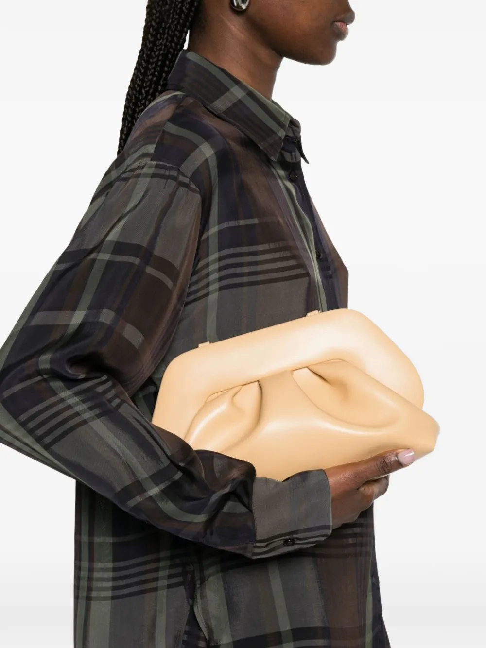 Themoirè Bios medium gesmockte clutch Beige