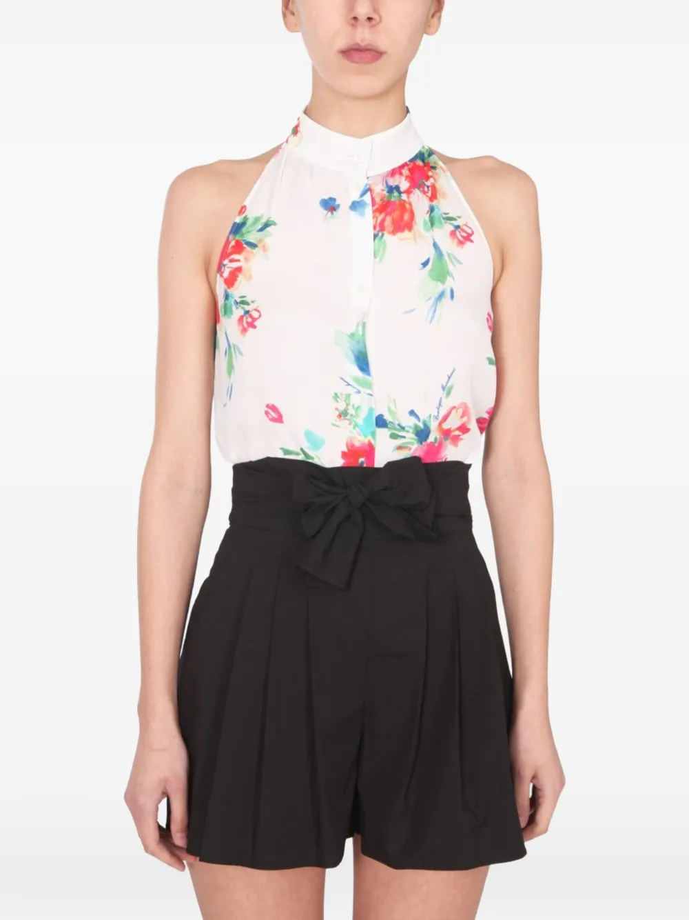 Boutique Moschino floral neck shirt - Nero