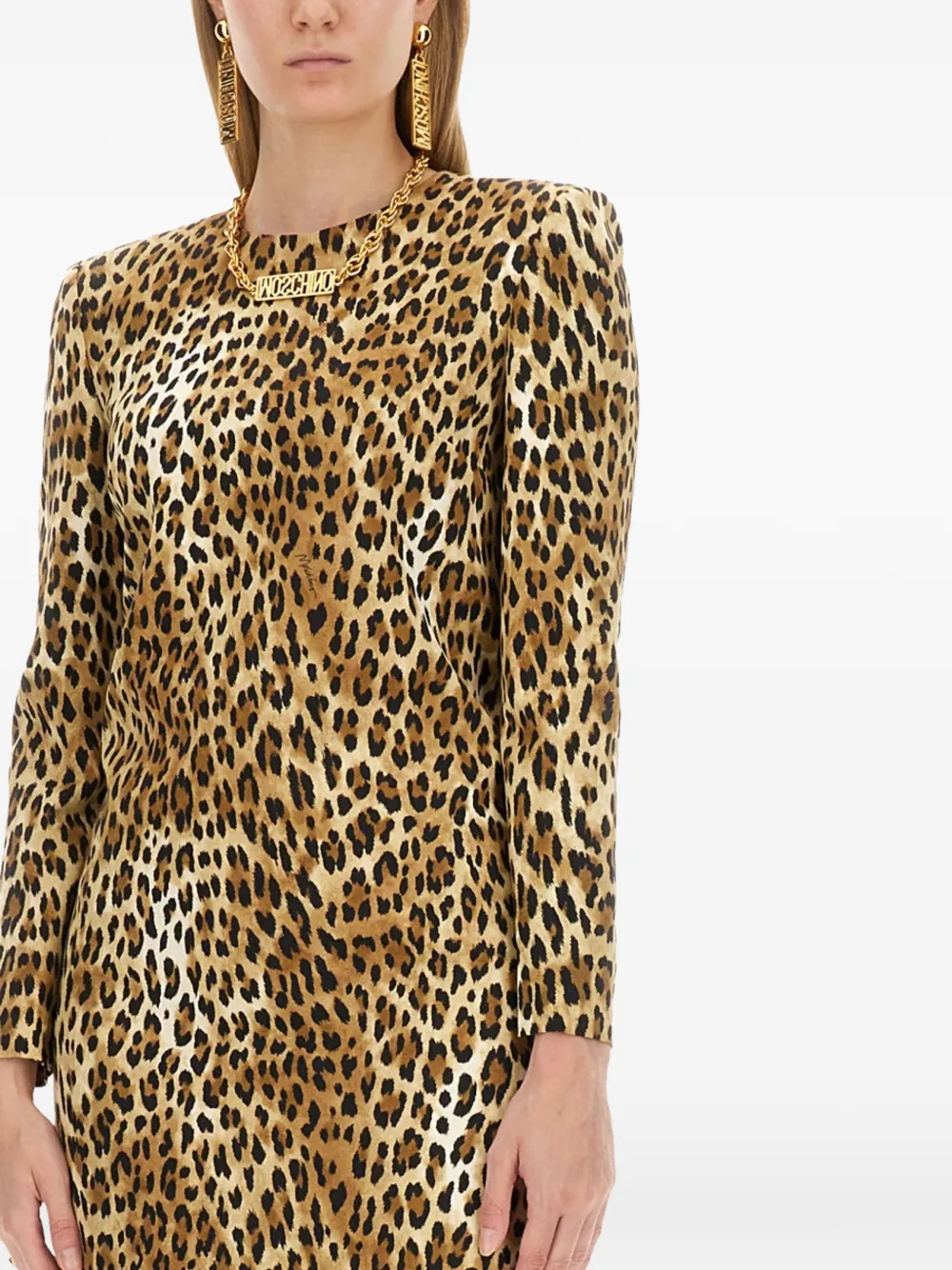 Moschino animal-pattern mini dress Beige