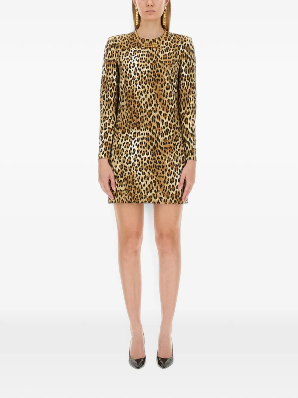 Moschino animal-pattern mini dress - Toni neutri