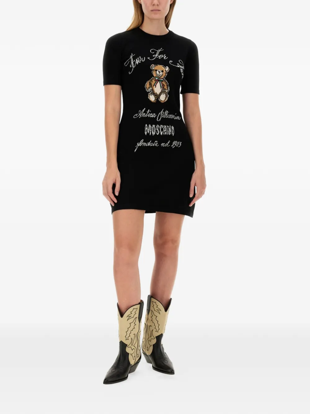 Moschino teddy-graphic mini dress - Nero