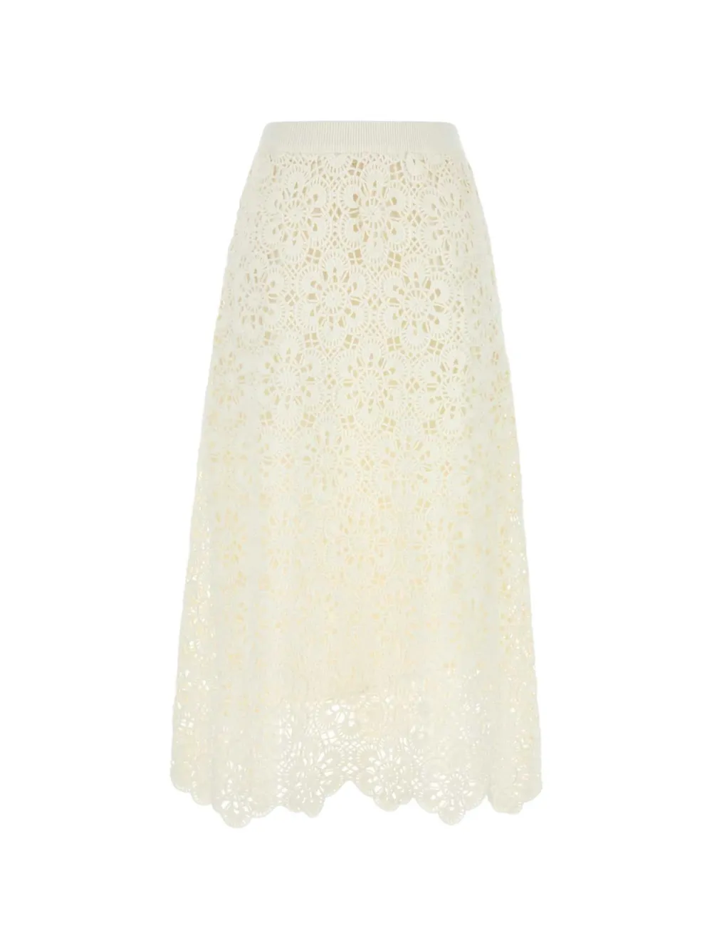 FARM Rio floral-pattern crochet midi skirt - Bianco
