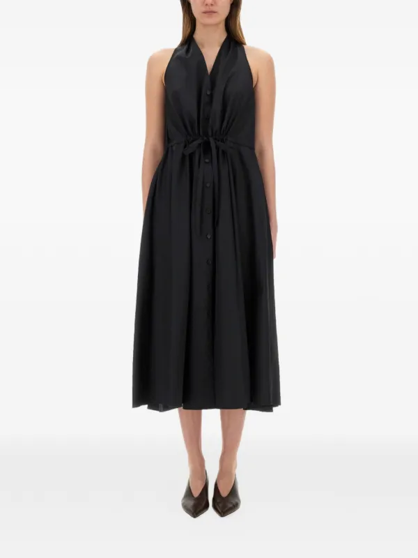 ASPESI Halterneck Poplin Dress in Black
