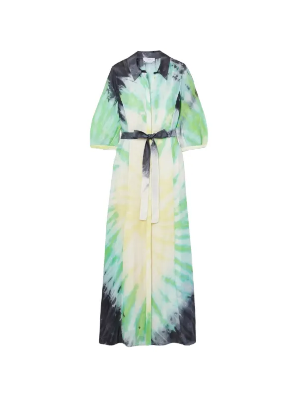 Gabriela Hearst Daisy Tie-dye Belted Dress in Green