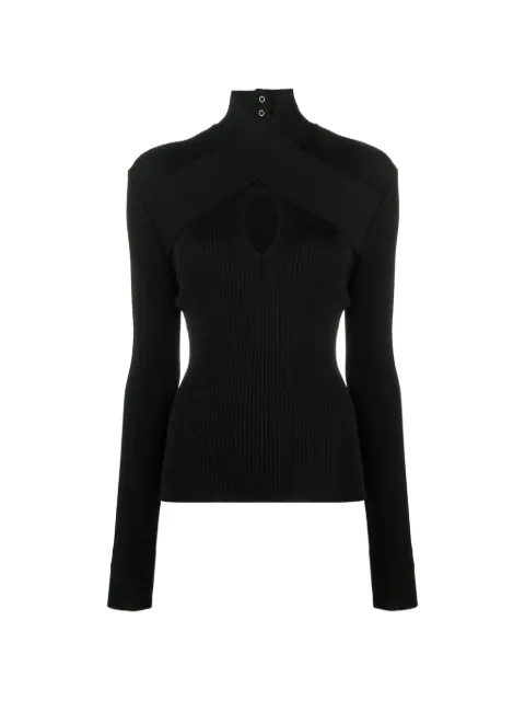 MSGM crossed band-turtleneck cut out-detail ribbed sweater