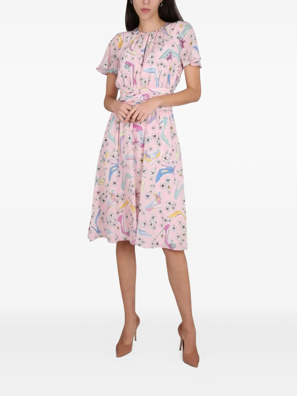 Boutique Moschino patterned midi silk dress - Rosa
