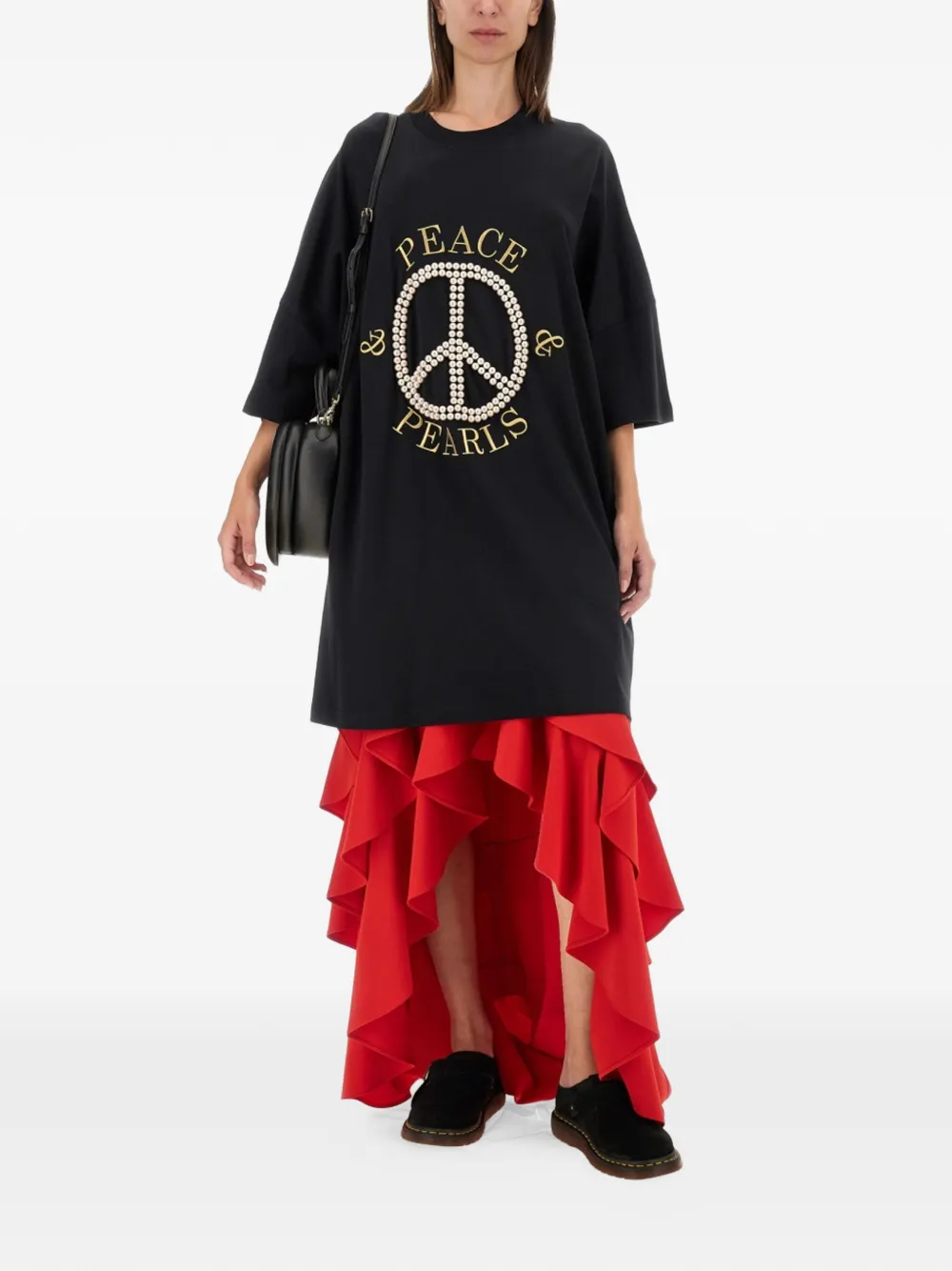 Moschino Peace & Pearls interlock cotton dress - Nero