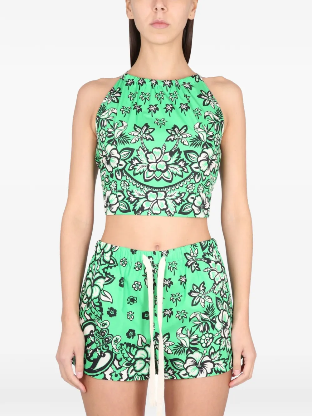 Valentino Garavani Top Carre con stampa bandana - Verde