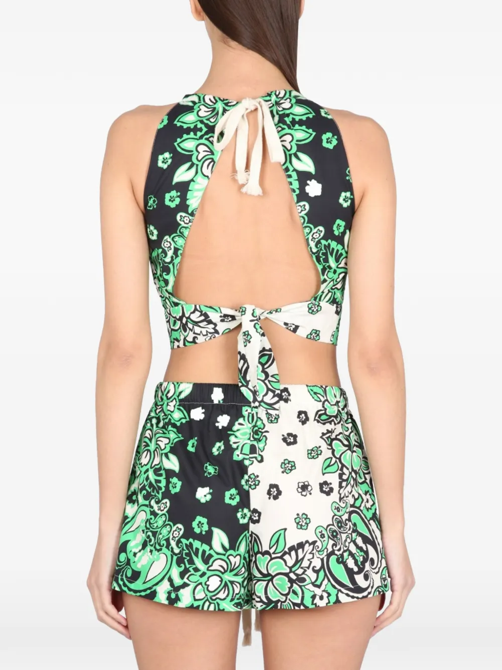Valentino Garavani Carre top met bandanaprint Groen