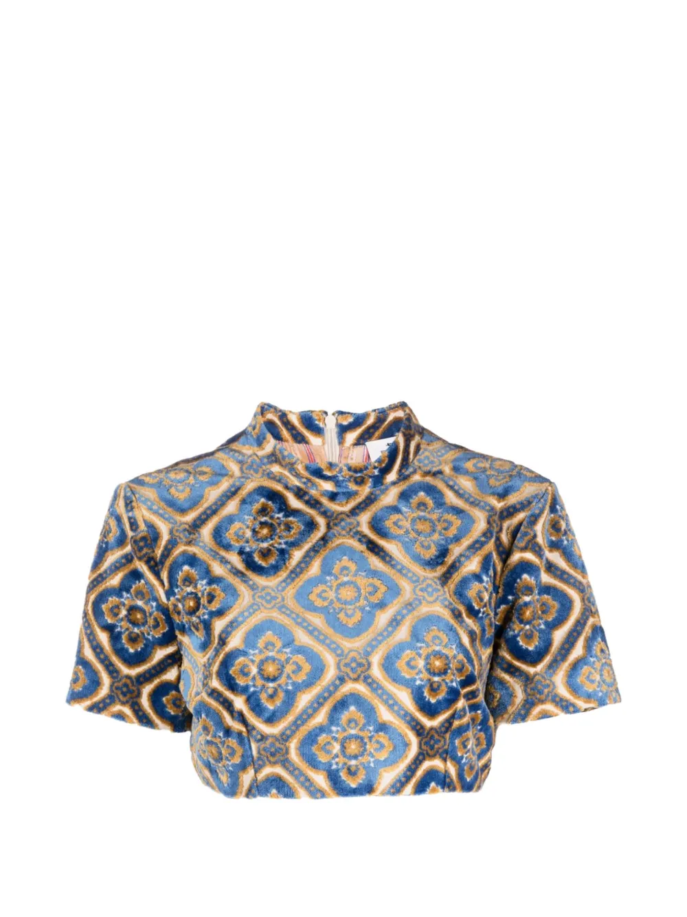 ETRO cropped patterned top - Blu