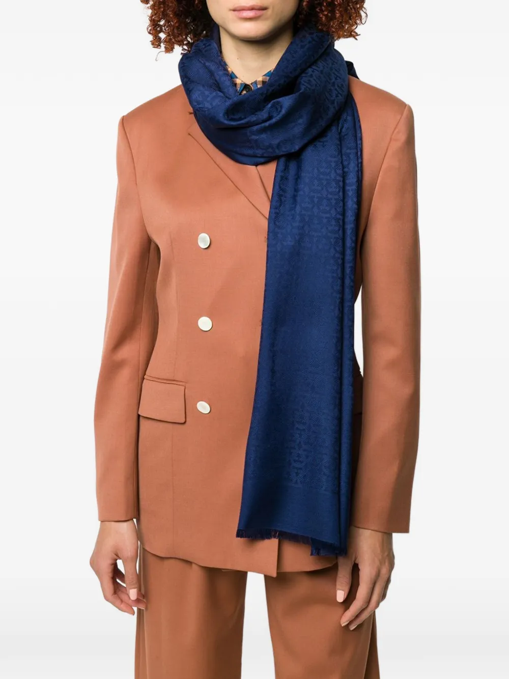 Ferragamo fringed scarf - Blu