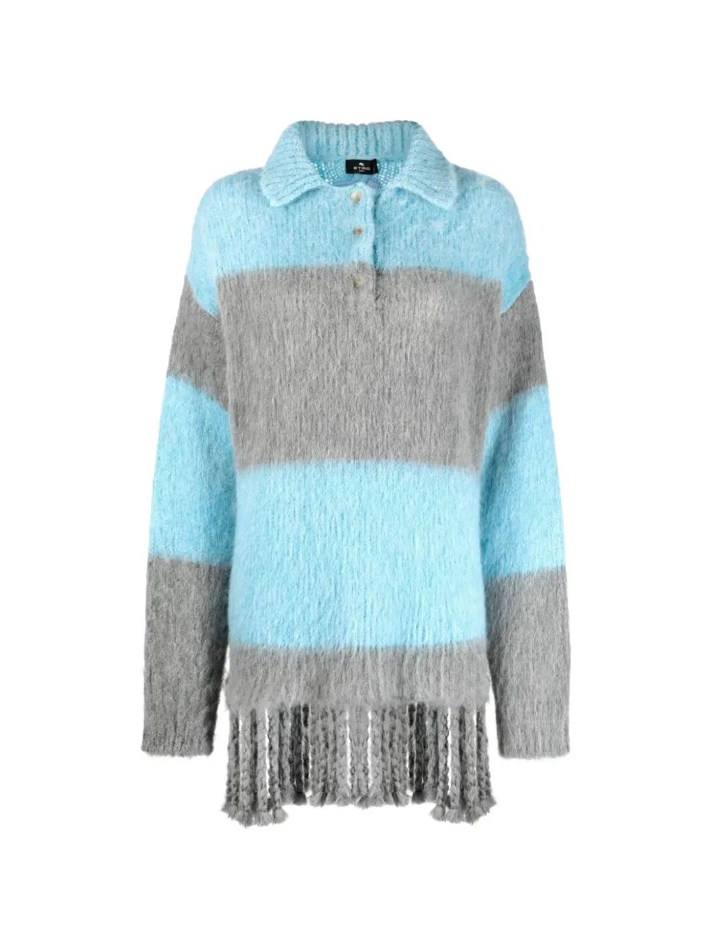 ETRO striped fringed polo top - Blu