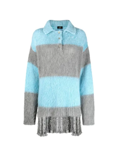 ETRO striped fringed polo top