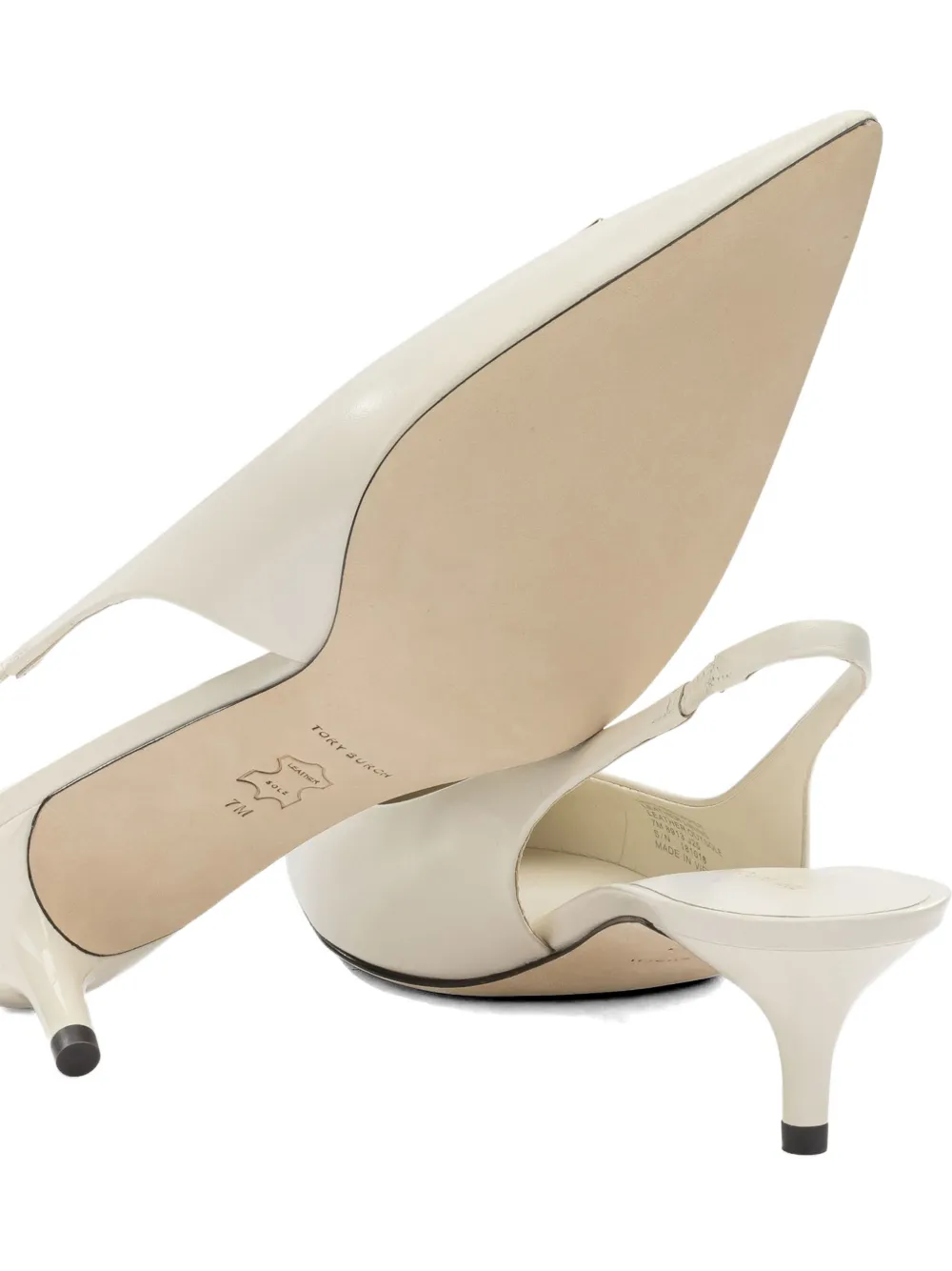 Tory Burch Leren pumps met hak en applicatie Beige