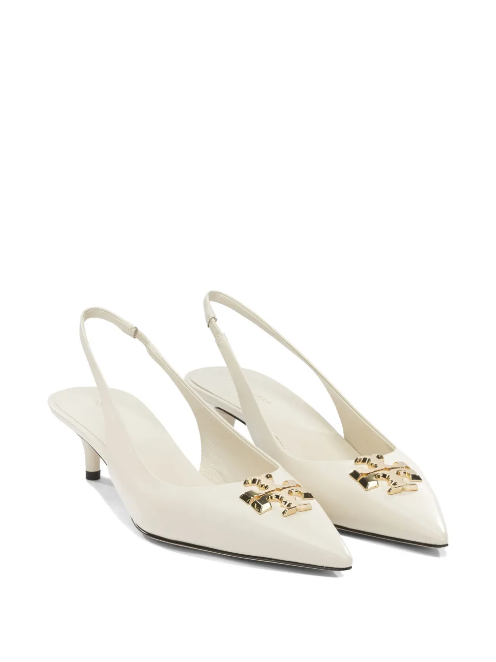 Tory Burch Leren pumps met hak en applicatie Beige