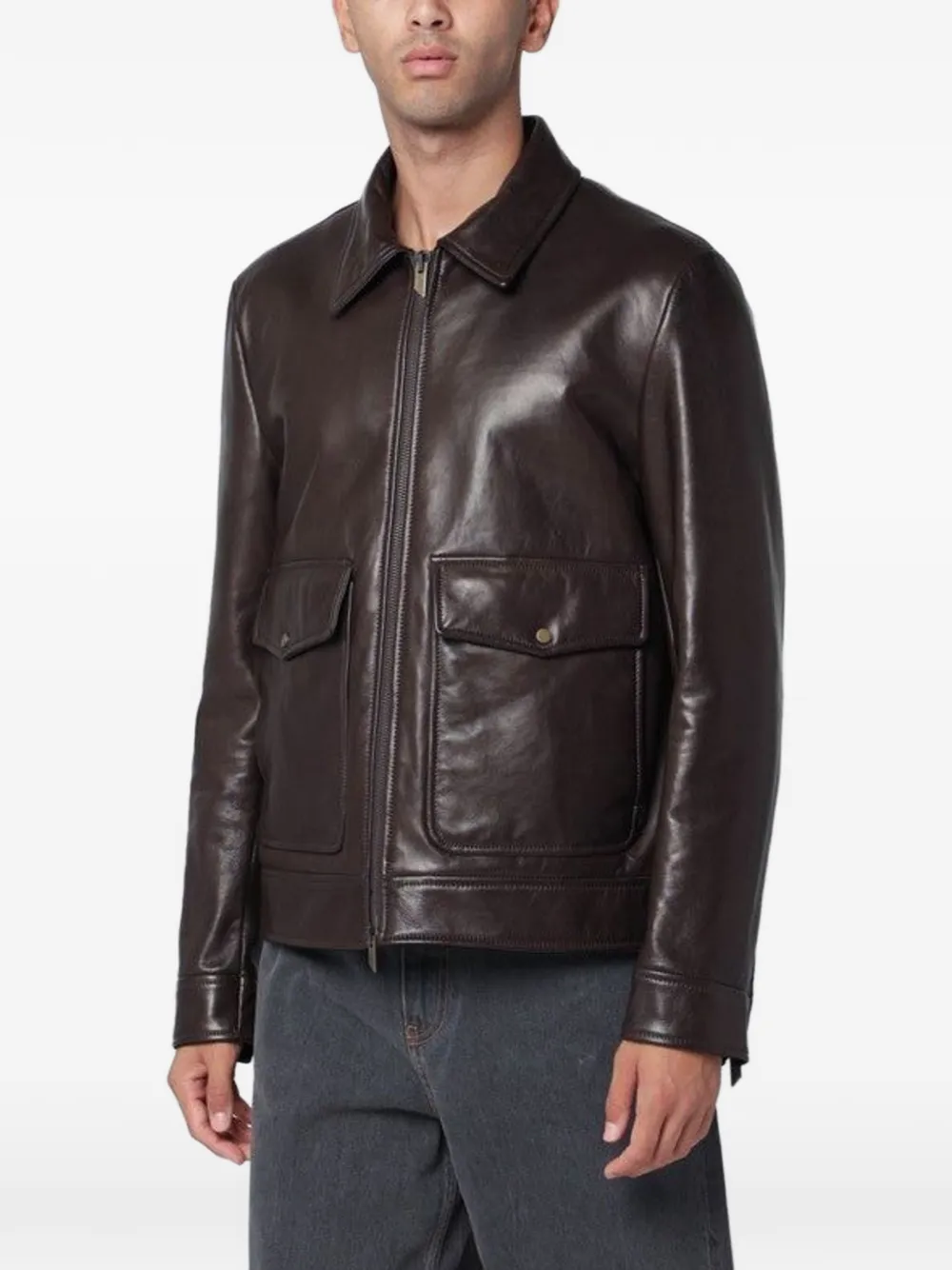 Salvatore Santoro zip-up leather jacket - Marrone