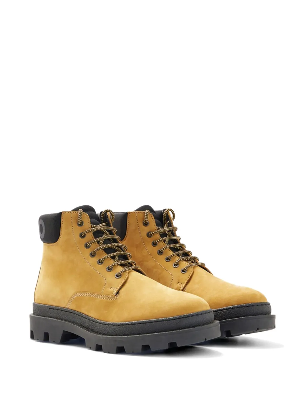 BOSS lace up logo boots Beige