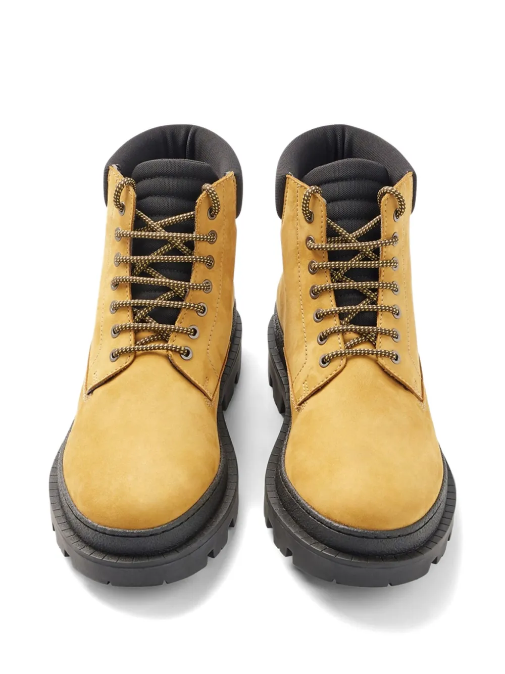 BOSS lace up logo boots Beige