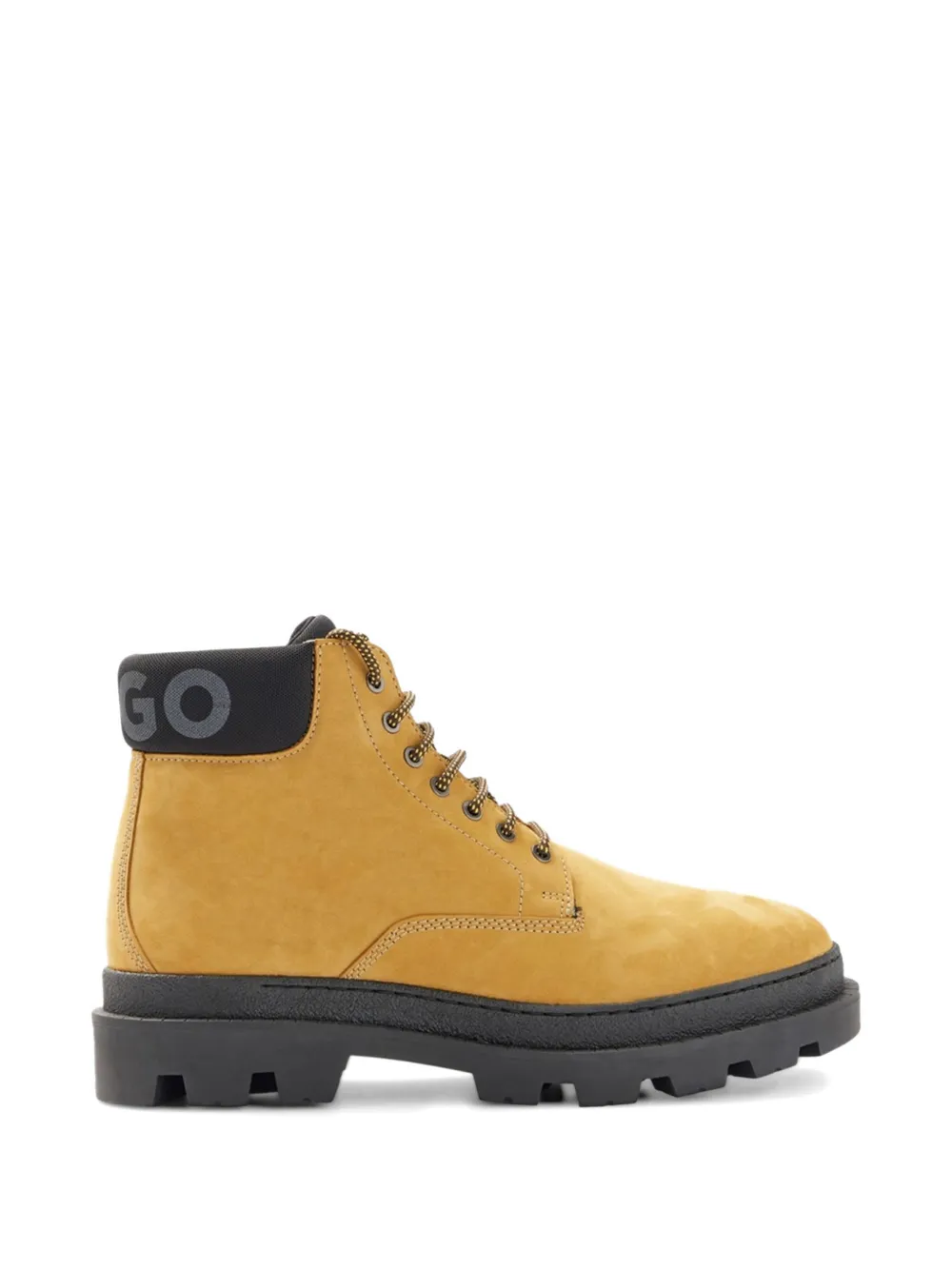 BOSS lace up logo boots Beige