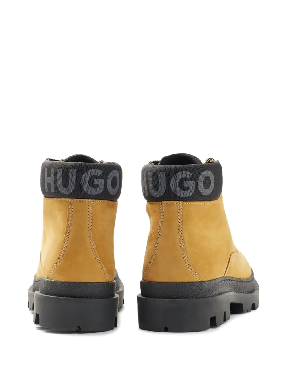 BOSS lace up logo boots Beige