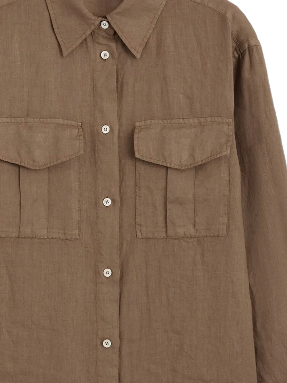 ASPESI Blouse met zakken met knoop Bruin