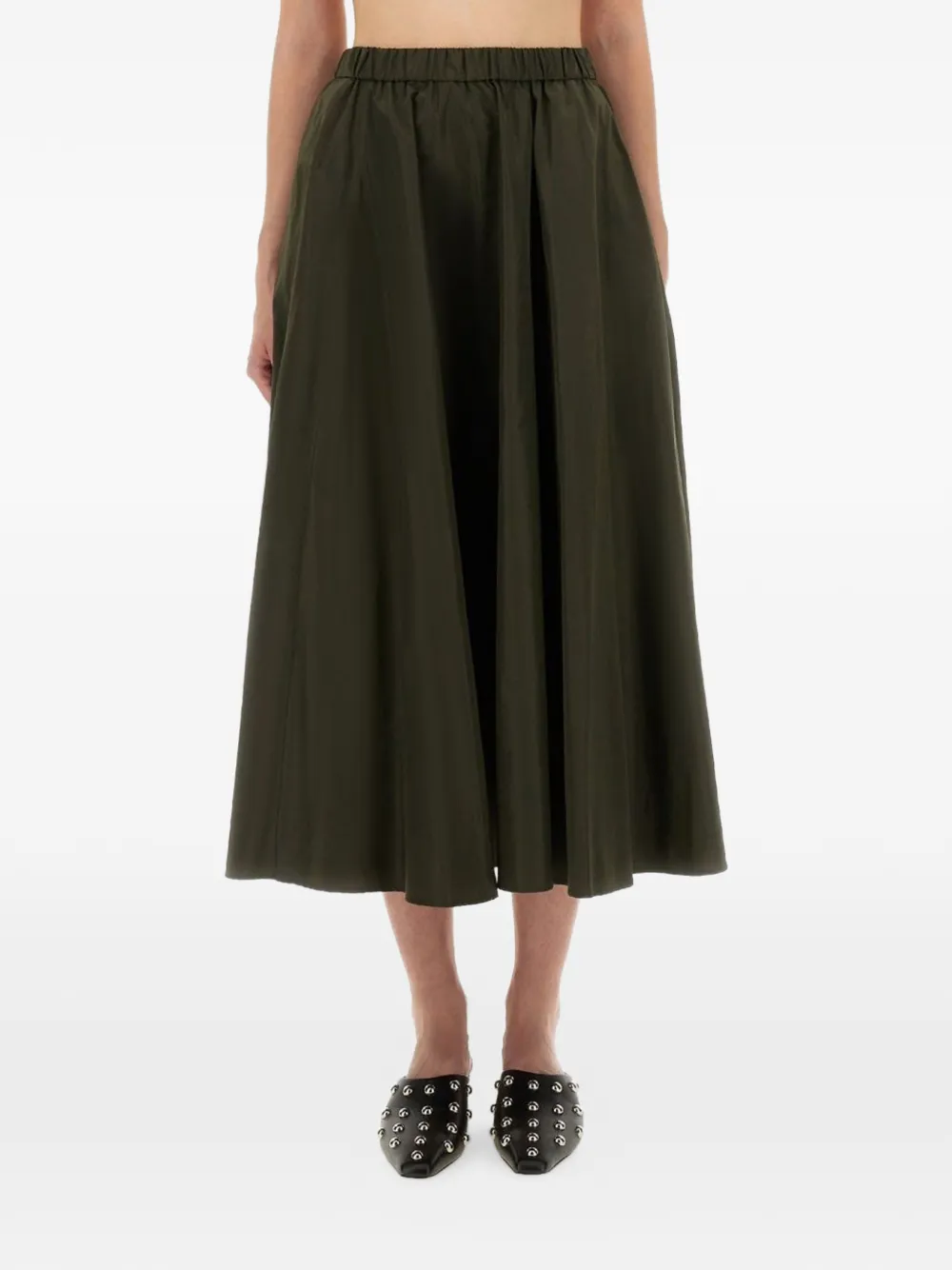 ASPESI pleated midi A-line skirt - Verde
