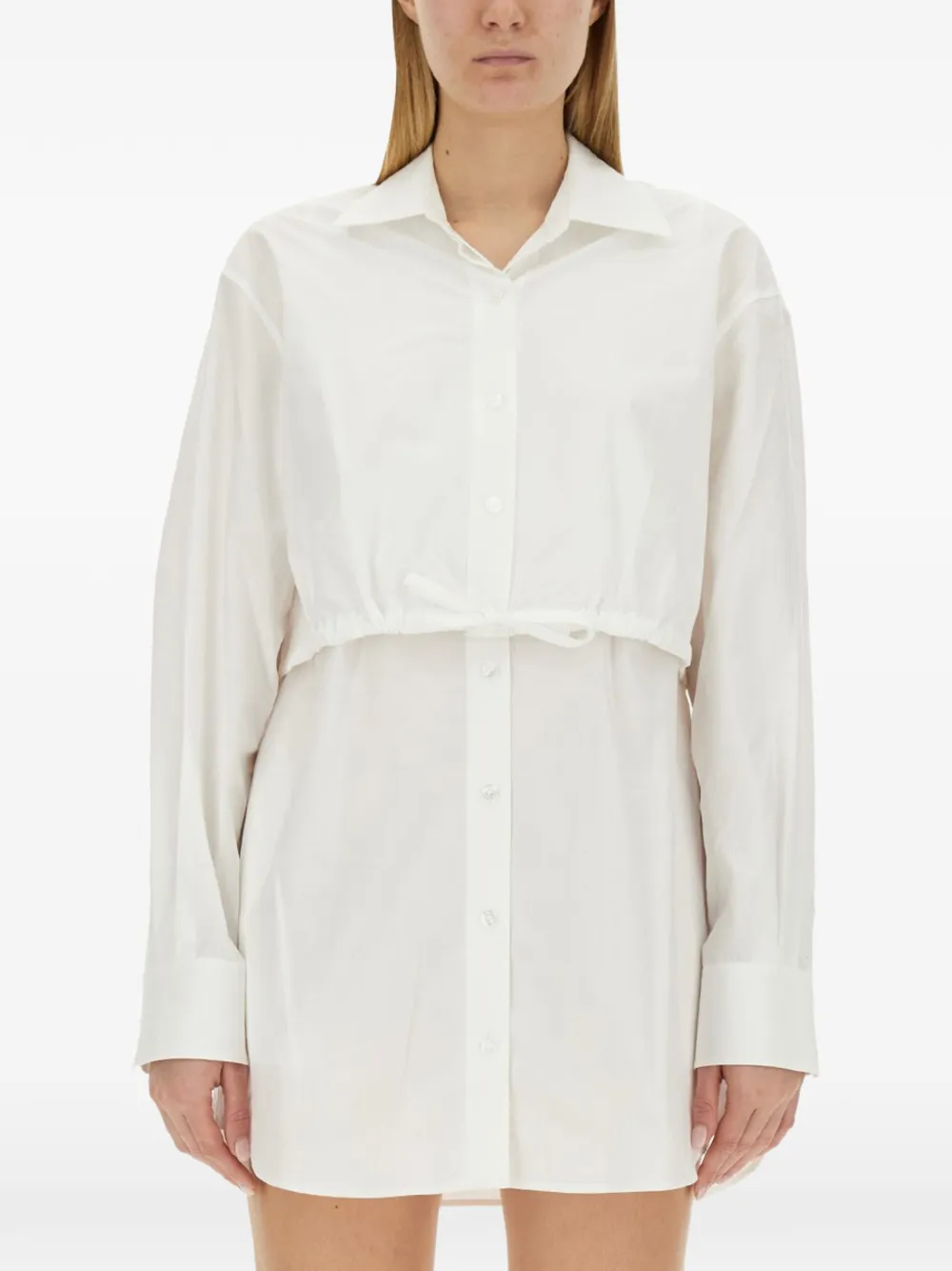 alexanderwang.t drawstring mini shirt dress - Bianco