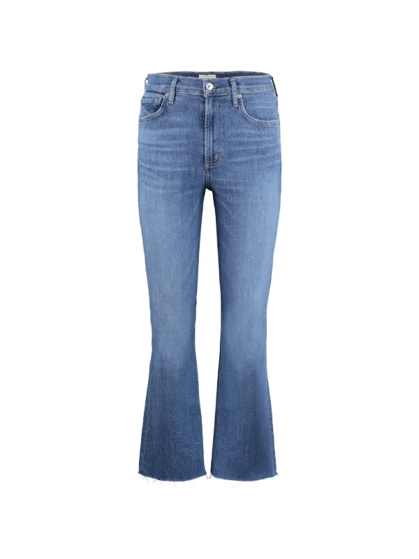 Citizens of Humanity Isola Frayed Cropped Jeans in Blue