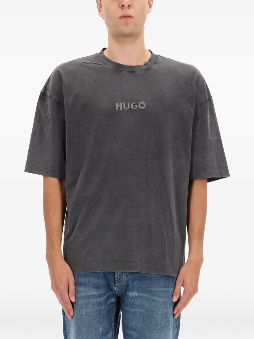 HUGO logo-detail T-shirt - Grigio